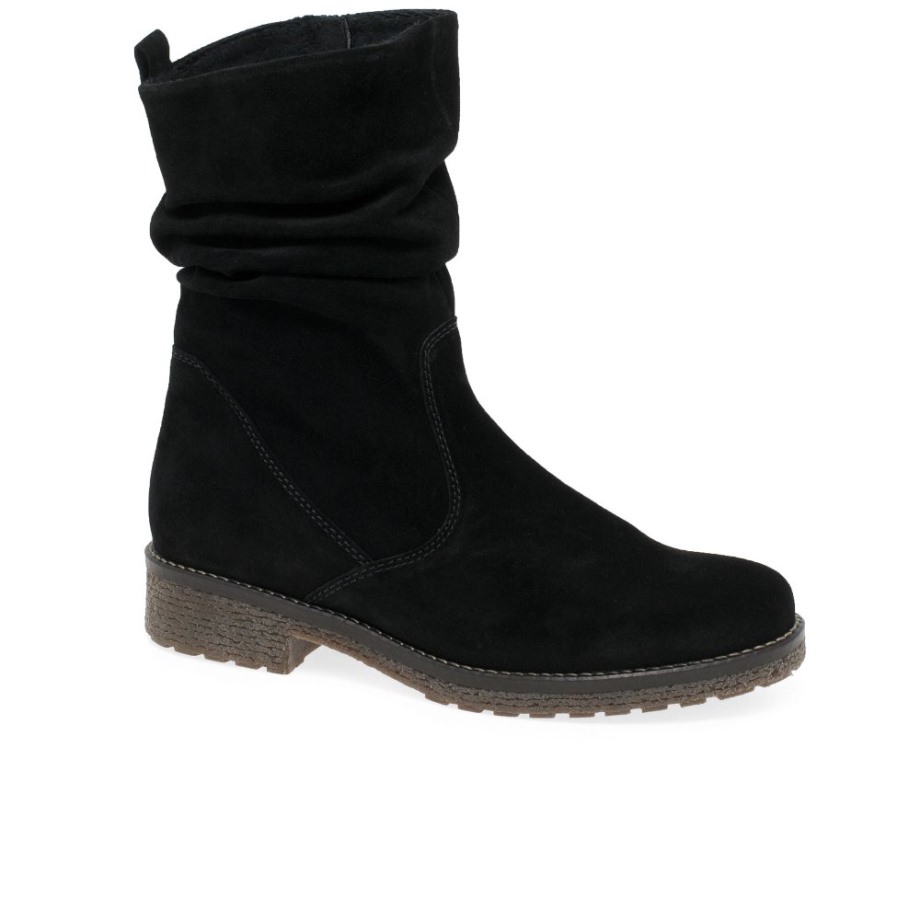 Black Suede Gabor Mya Womens Ankle Boots
