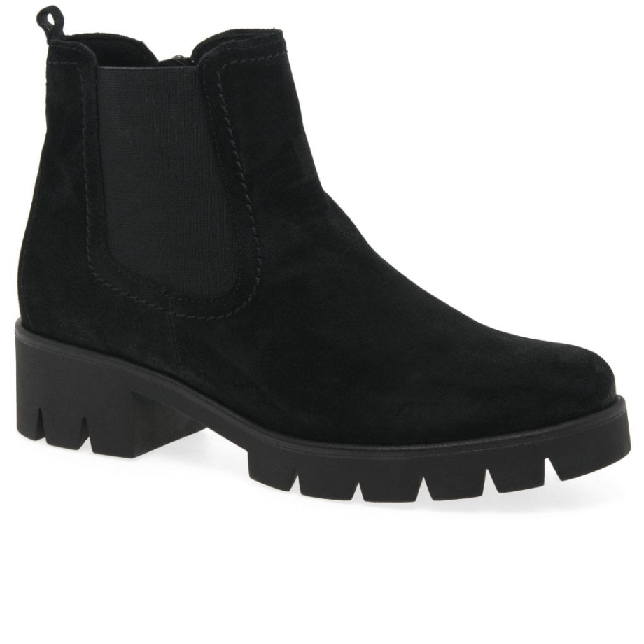 Gabor Black Suede Bodo Womens Suede Chelsea Boots