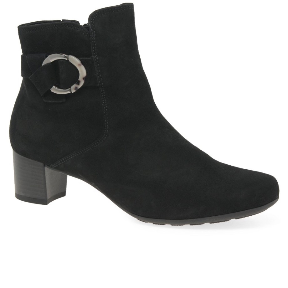 Gabor Black Suede Hemp Womens Ankle Boots
