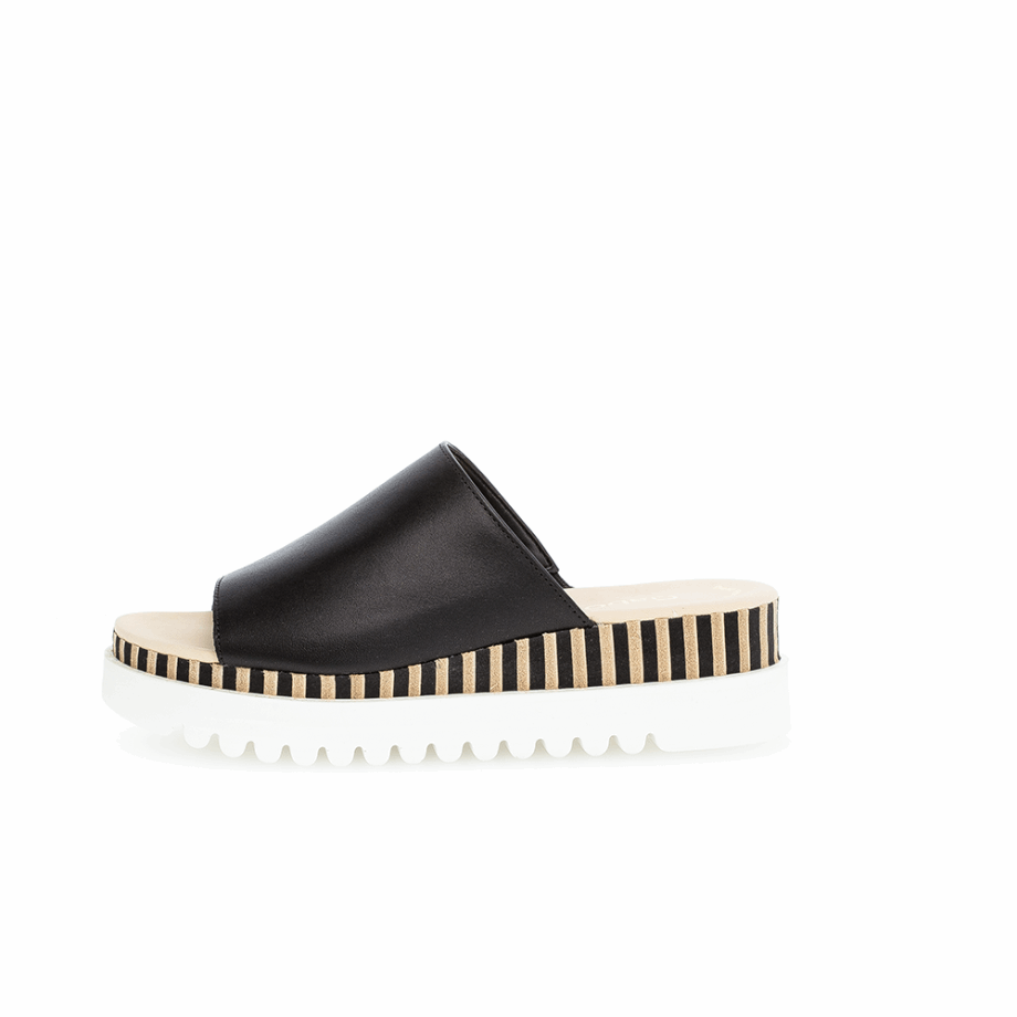 Black/Natural Platform Slipon Sandal Gabor