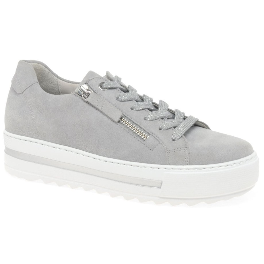 Gabor Light Grey Suede Heather Womens Casual Trainers