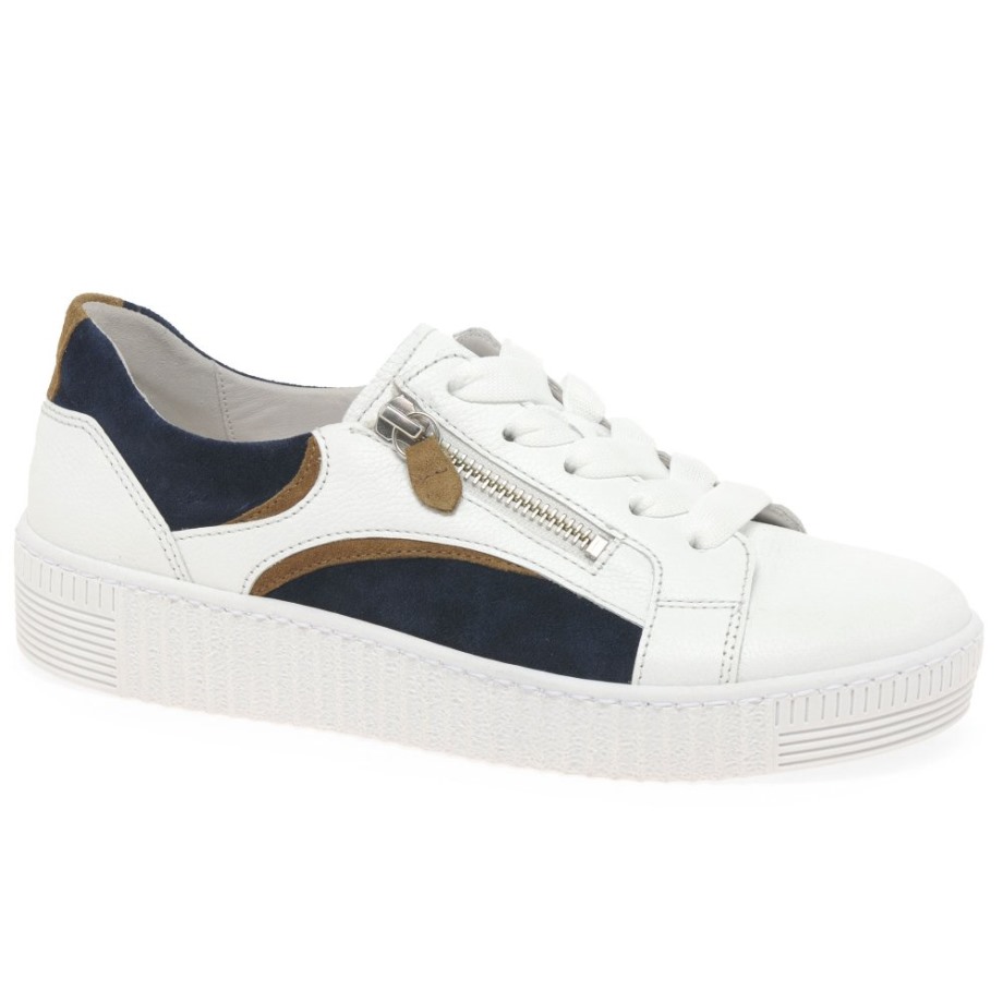 Gabor White/Marine Wemo Ladies Trainers