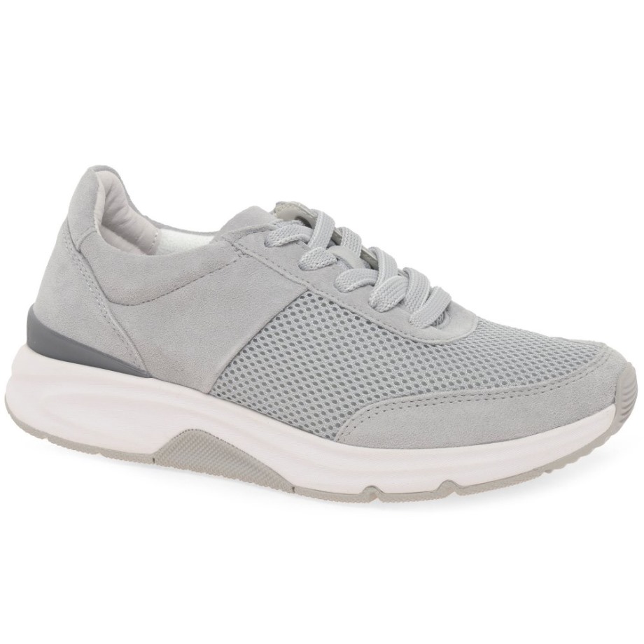 Light Grey Suede Gabor Aloe Ladies Trainers