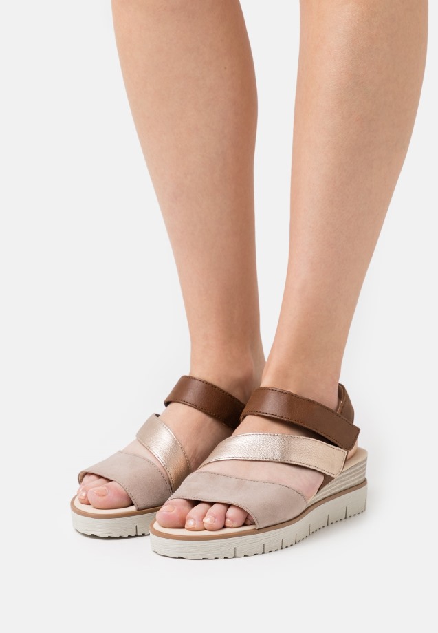Rabbit/Silk/Peanut Gabor Platform Sandals