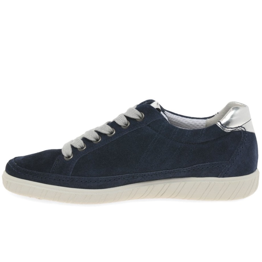 Amulet Womens Wide Fit Sneakers Gabor Marine Suede/Argento