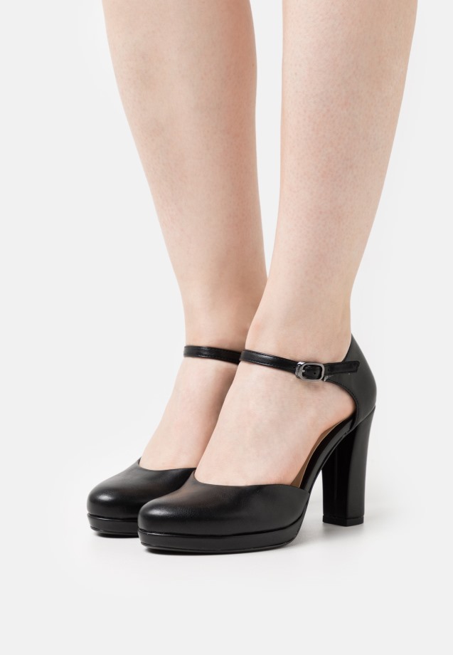 Black Gabor Wedge Close Toe - Platform Heels
