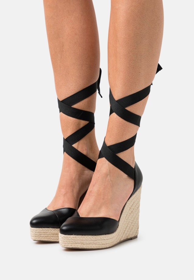 Black Gabor Wedge Close Toe - Platform Heels