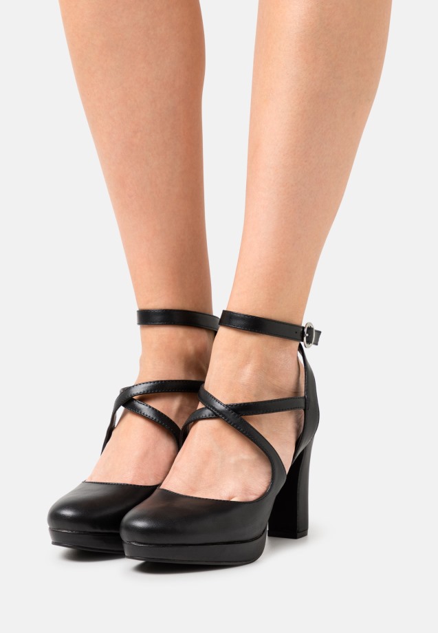 Black Gabor Wedge Close Toe - Platform Heels