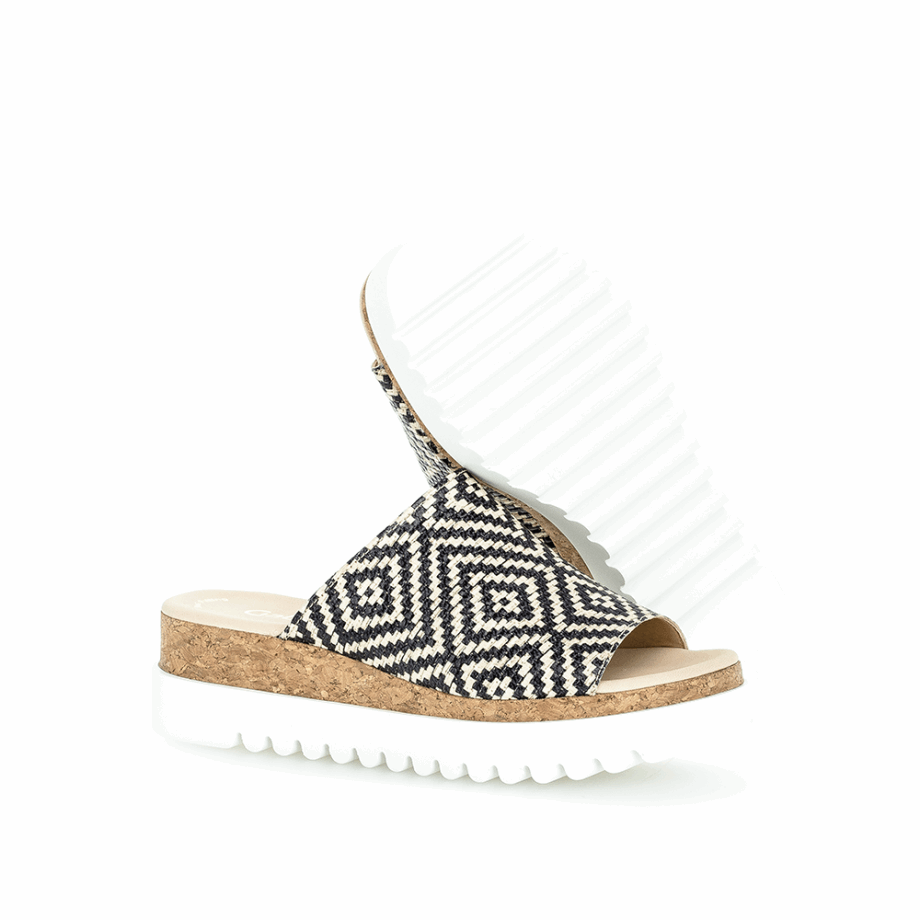 Black Platform Slipon Sandal Gabor
