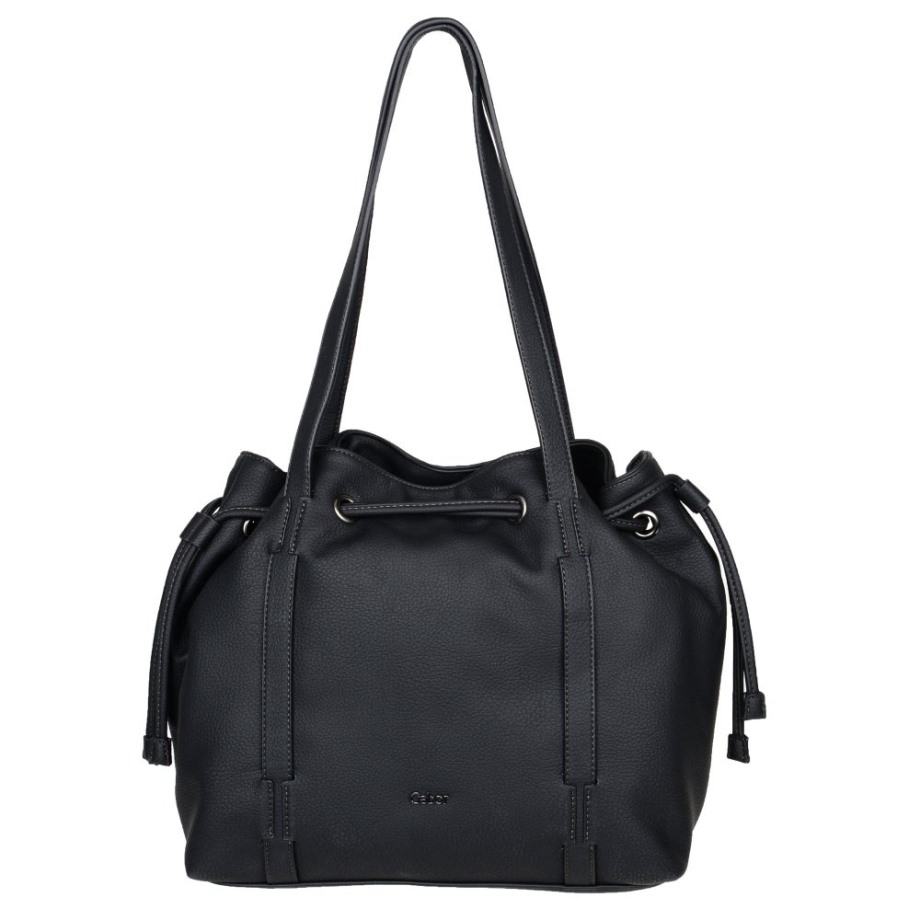 Black Print Gabor Malu Drawstring Womens Shoulder Bag