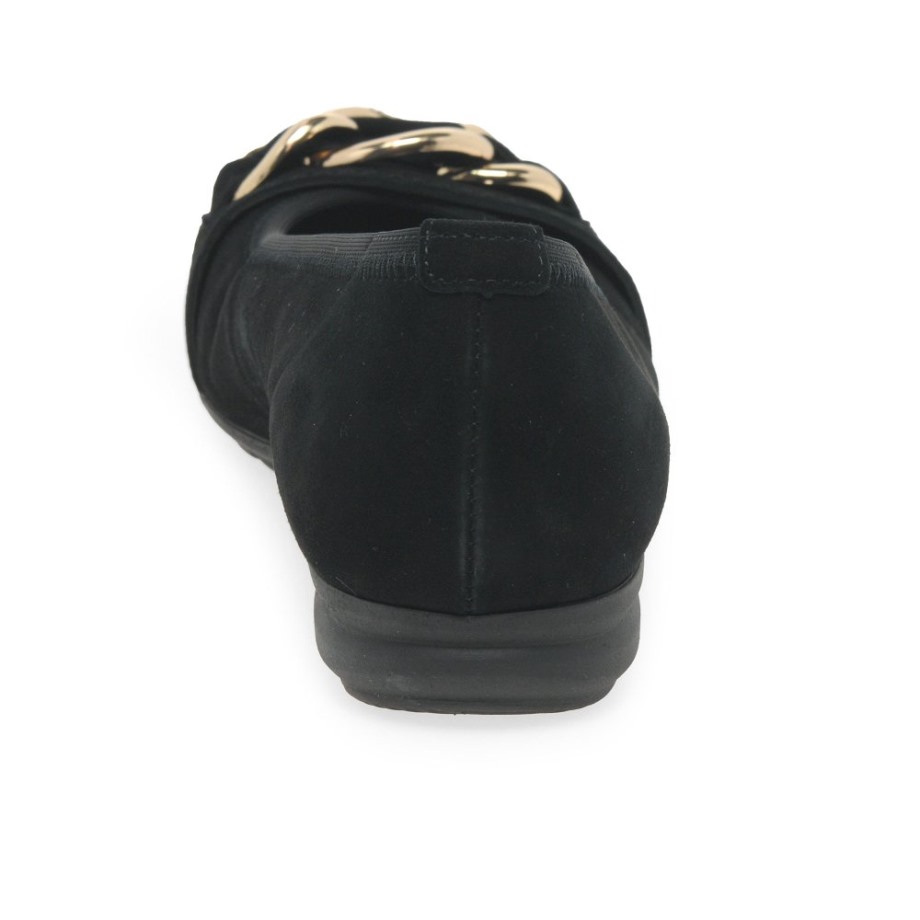 Black Suede Gabor Sigrid Ladies Ballet Pumps