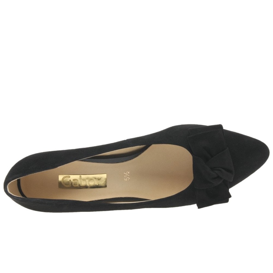 Black Suede Kesh Womens Court Shoes Gabor
