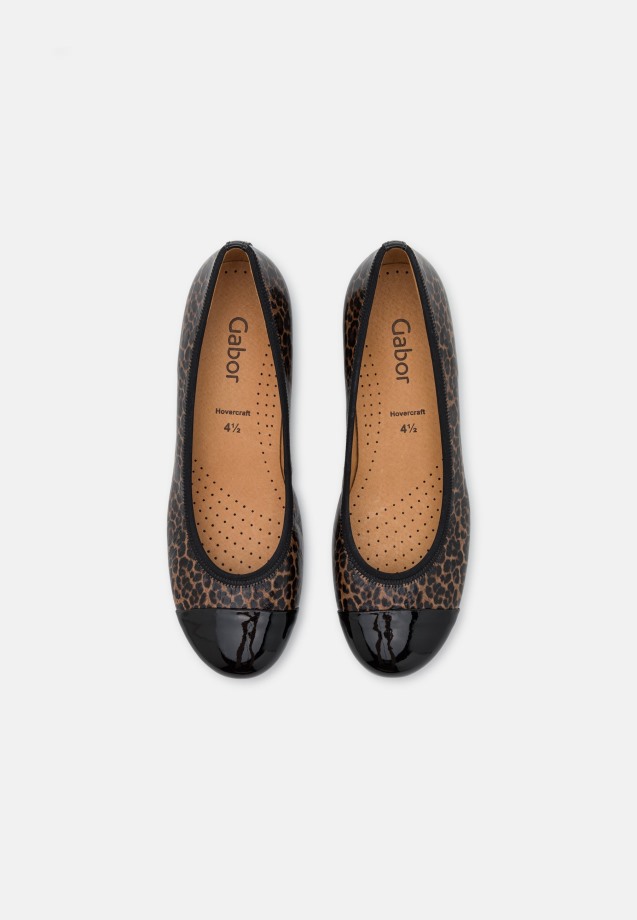 Black/Leopard Gabor Ballet Pumps