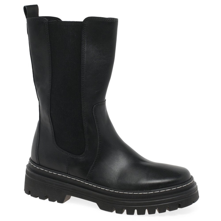 Black/White Stitch Gabor Gaby Womens Calf Length Boots