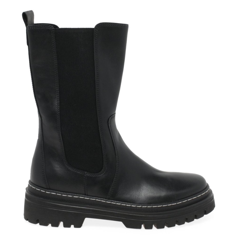 Black/White Stitch Gabor Gaby Womens Calf Length Boots