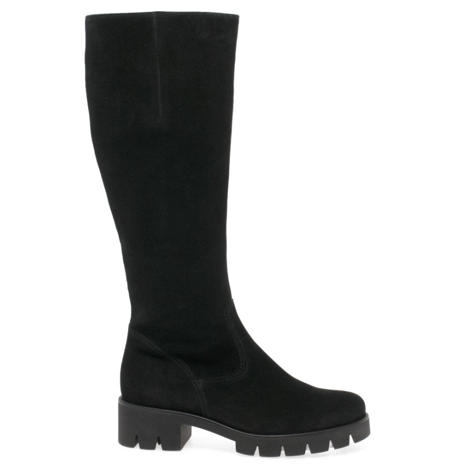 Bram( M) Womens Long Boots Black Nubuck Gabor