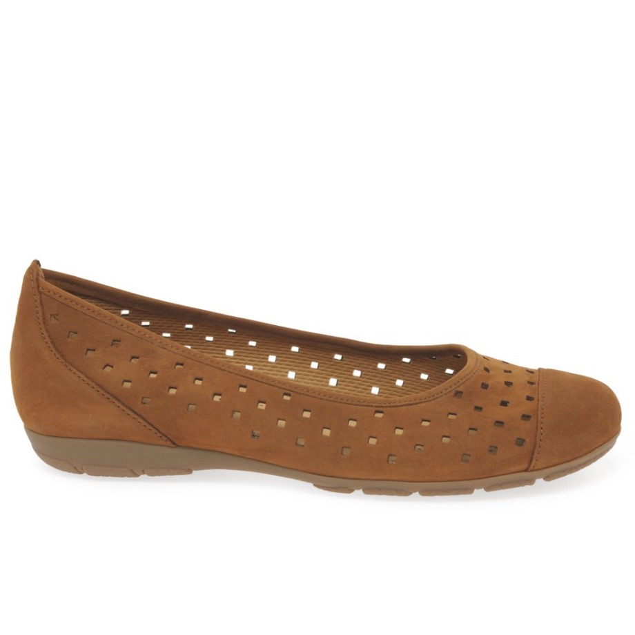 Brandy Nubuck Gabor Ruffle Womens Punched Detail Casual Shoes