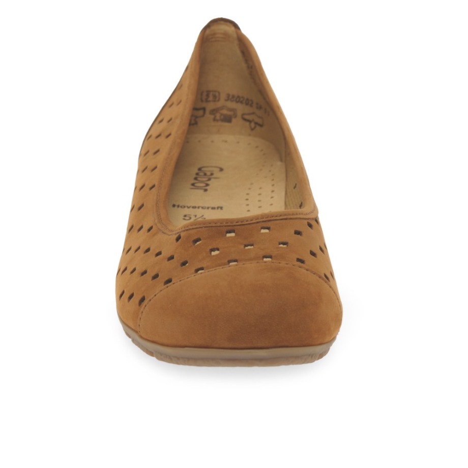 Brandy Nubuck Gabor Ruffle Womens Punched Detail Casual Shoes
