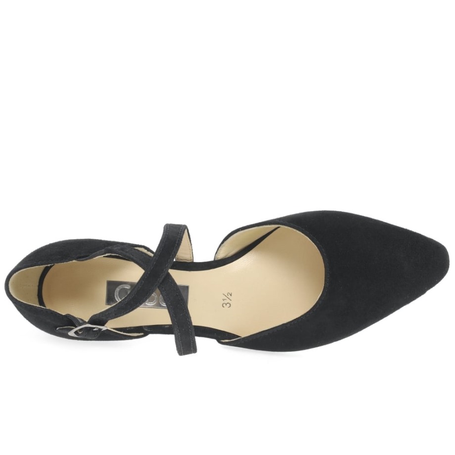 Callow Womens Modern Cross Strap Court Shoes Gabor Black Suede