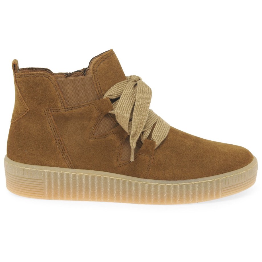Cognac Suede Gabor Lance Womens Ankle Boots