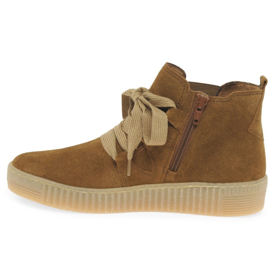 Cognac Suede Gabor Lance Womens Ankle Boots