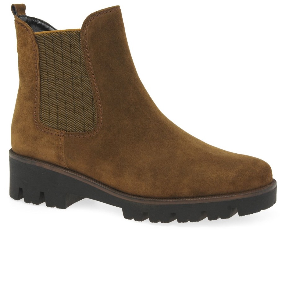 Cognac Suede Gabor Newport Womens Chelsea Boots