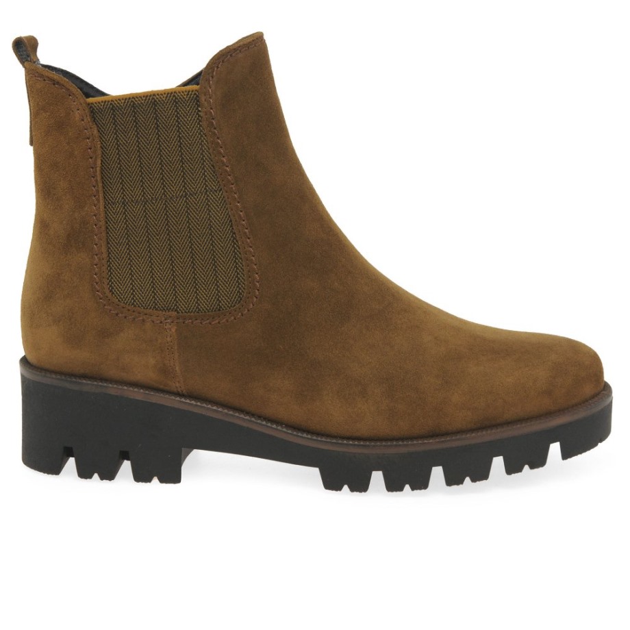 Cognac Suede Gabor Newport Womens Chelsea Boots