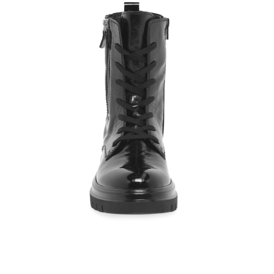 Cottage Ladies Biker Boots Black Patent Gabor