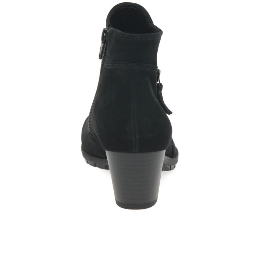 Gabor Black Nubuck Olivetti Womens Zip Fastening Ankle Boots