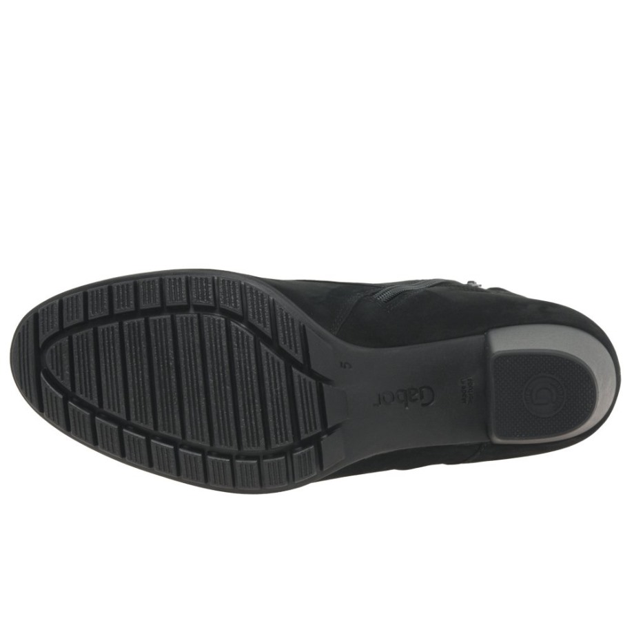 Gabor Black Nubuck Optimum Ladies Ankle Boots