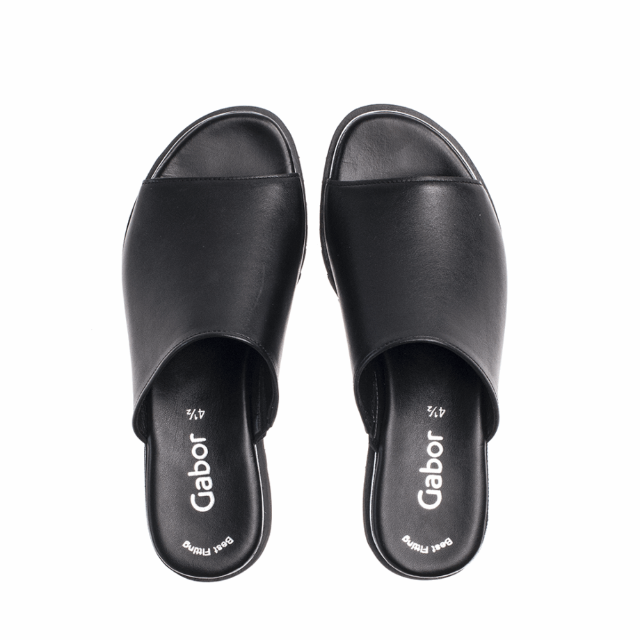 Gabor Black Platform Slipon Sandal