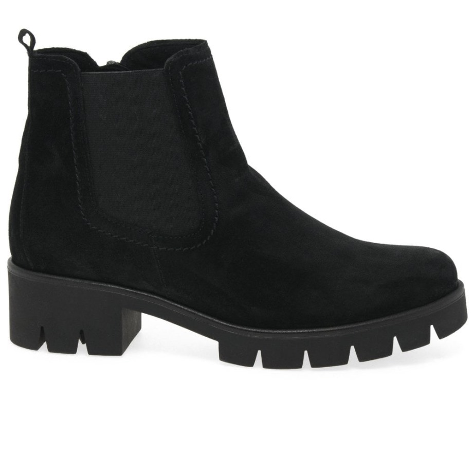Gabor Black Suede Bodo Womens Suede Chelsea Boots