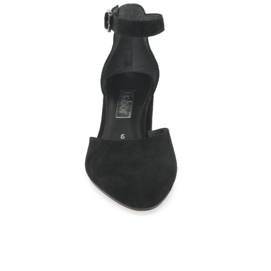 Gabor Black Suede Gala Womens Open Court Shoes