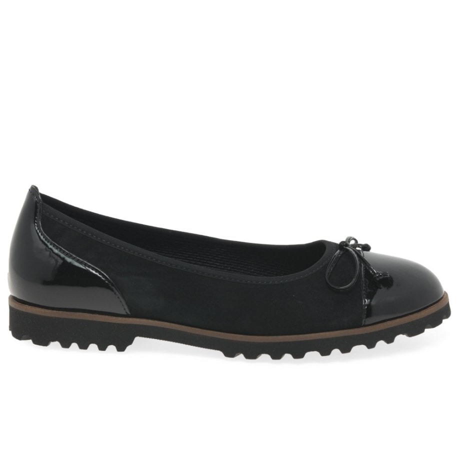 Gabor Black Suede/Patent Temptation Womens Casual Shoes