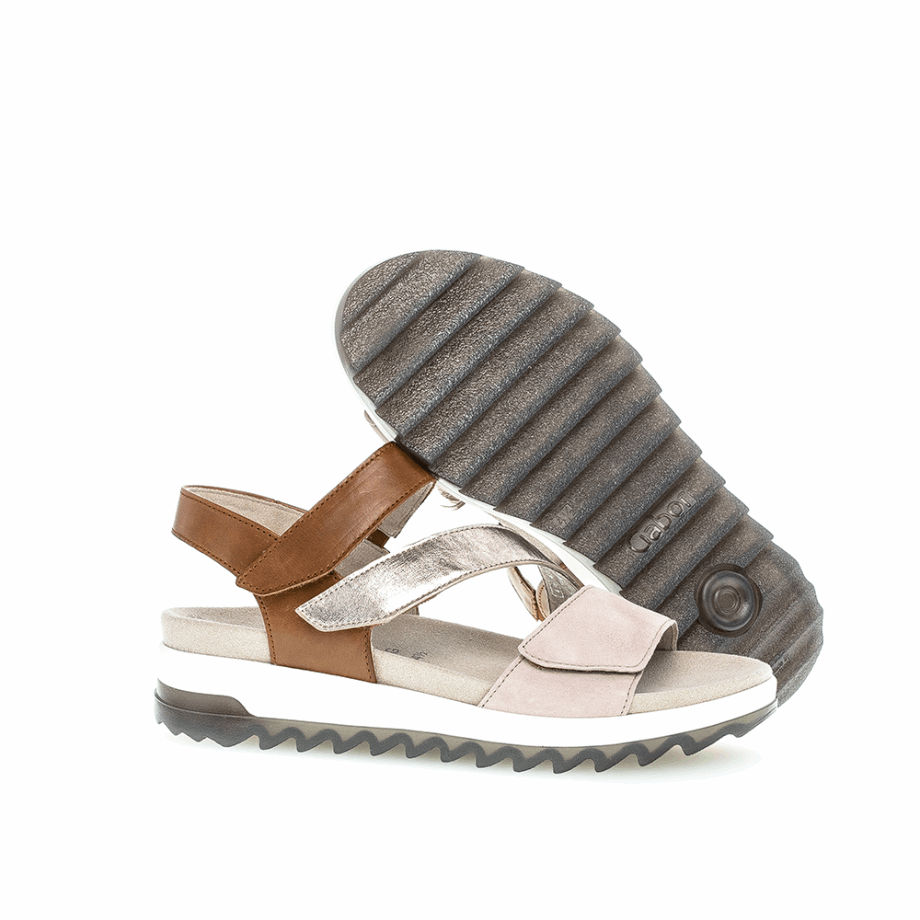 Gabor Caramel/Gold/Rosa Anklestrap Sandal