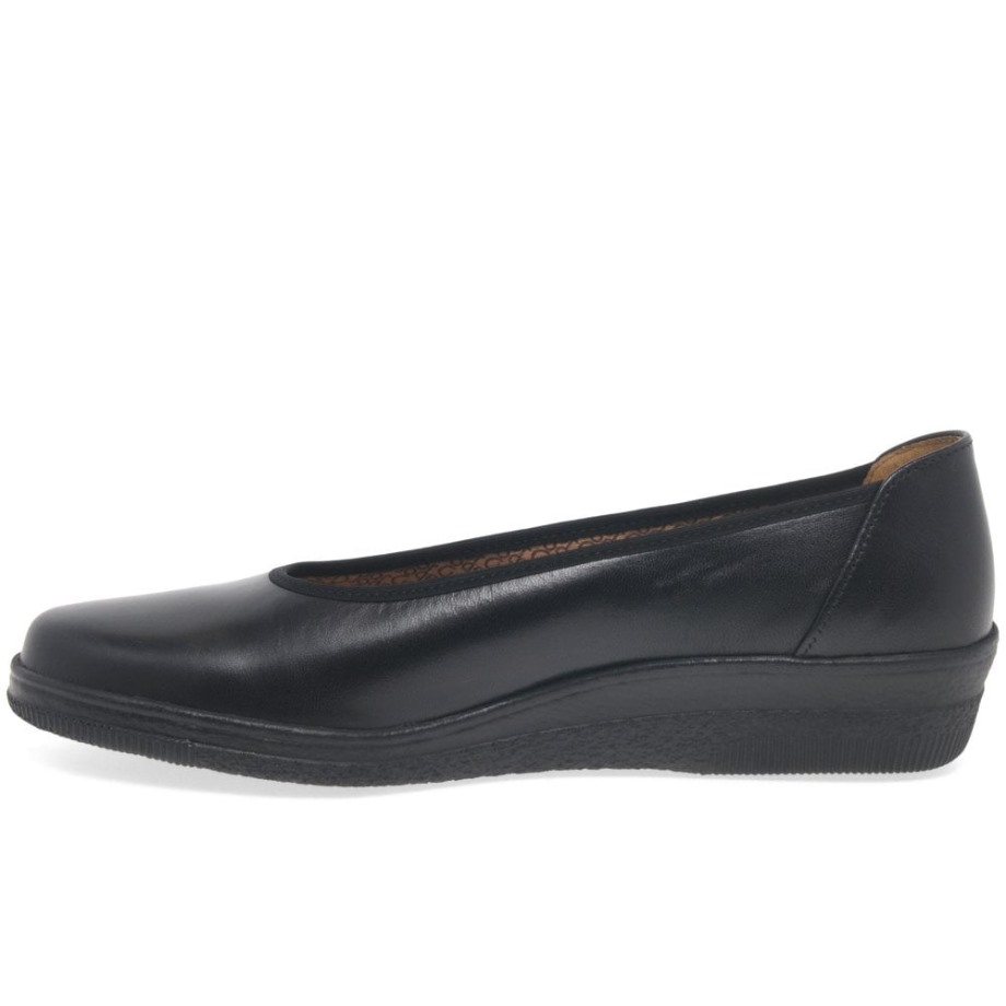 Gabor Piquet Womens Wide Fit Ballerina Pumps Black