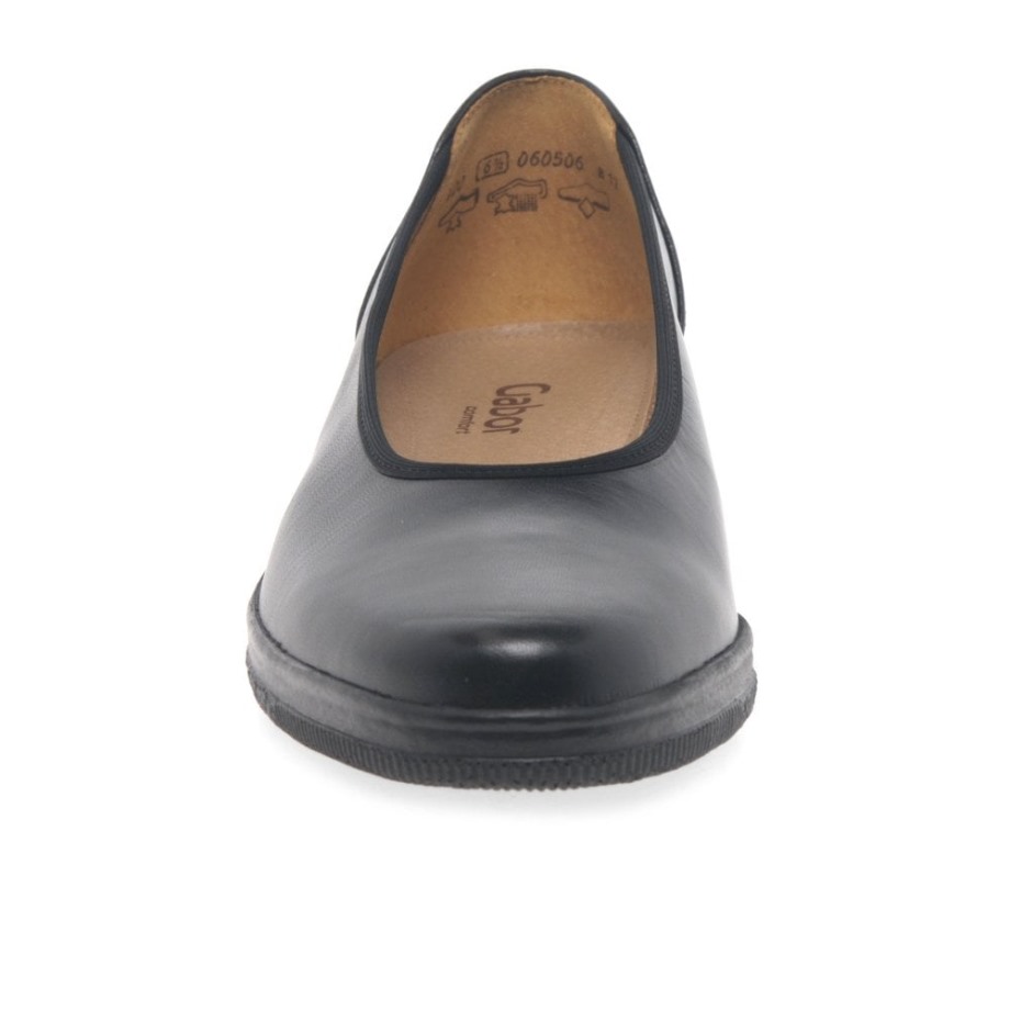 Gabor Piquet Womens Wide Fit Ballerina Pumps Black