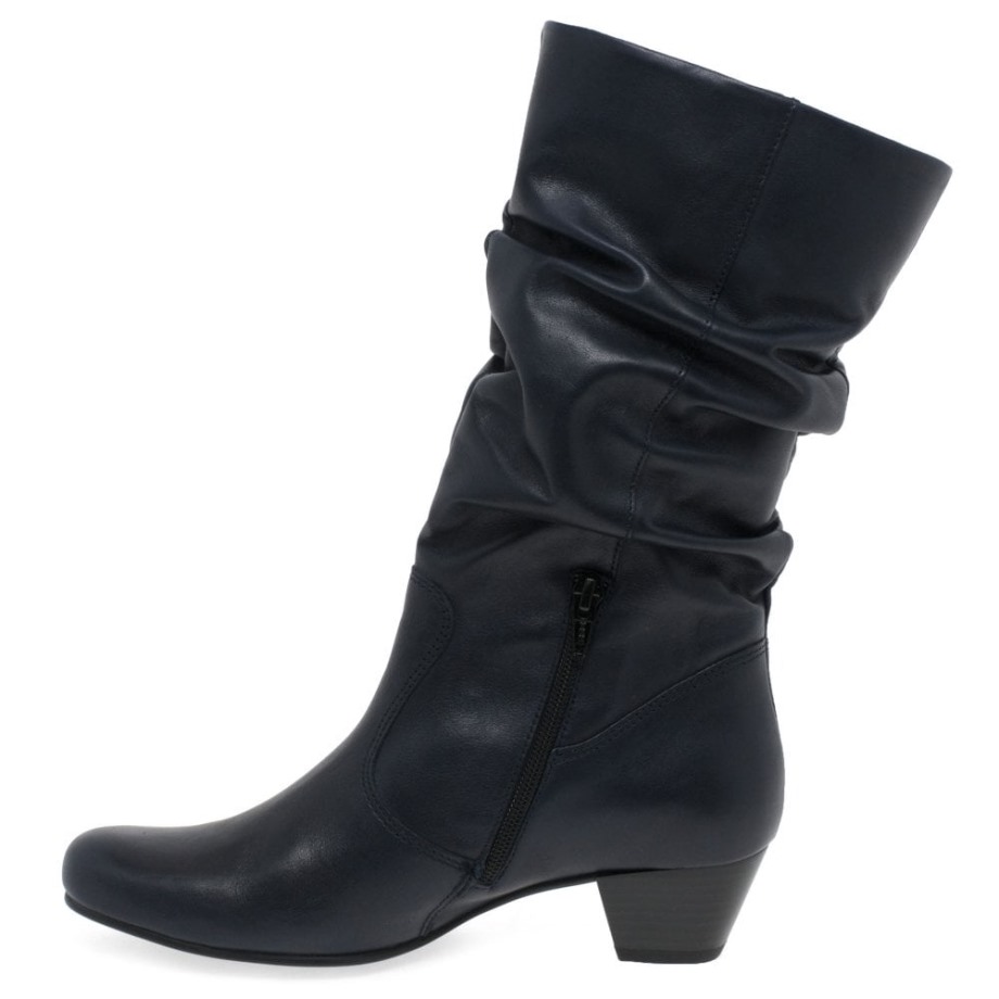 Gabor Rachel Leather Wide Fitting Boots Midnight