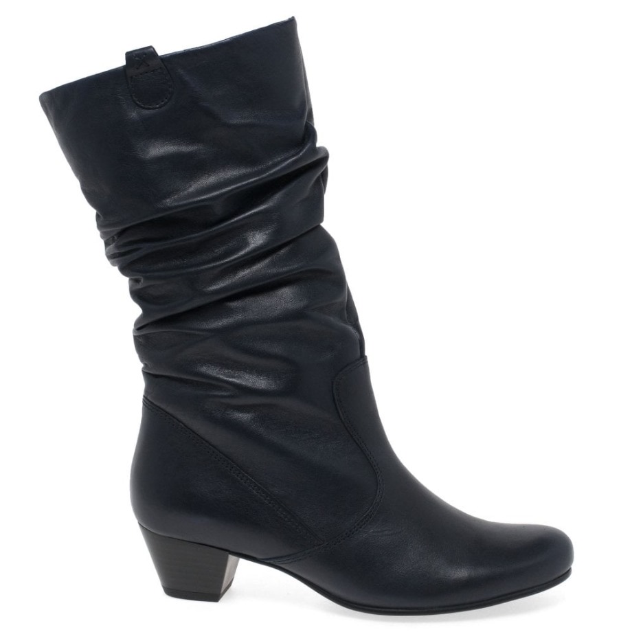 Gabor Rachel Leather Wide Fitting Boots Midnight