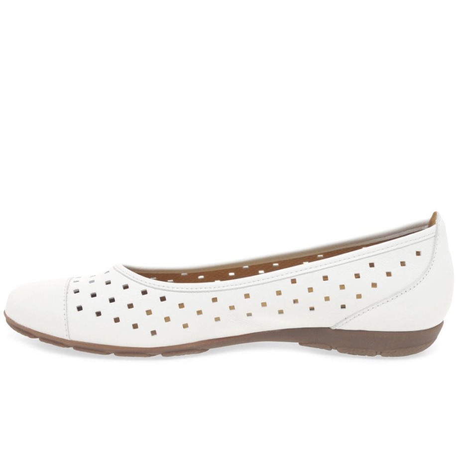 Gabor Ruffle Womens Punched Detail Casual Shoes White