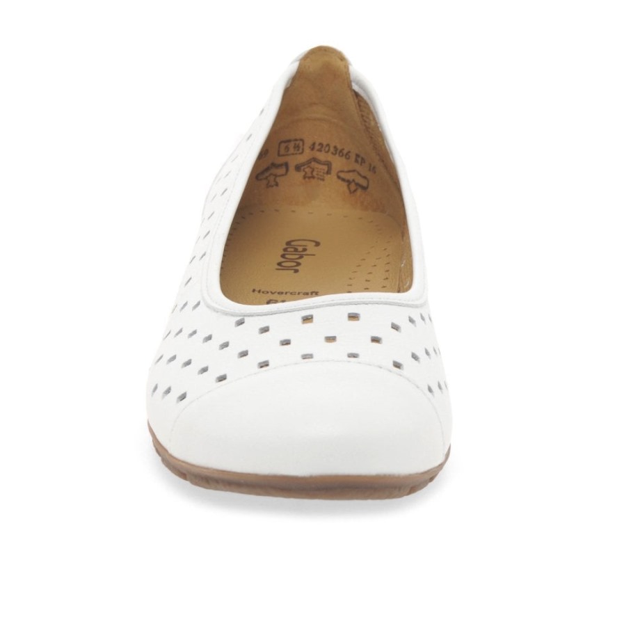 Gabor Ruffle Womens Punched Detail Casual Shoes White