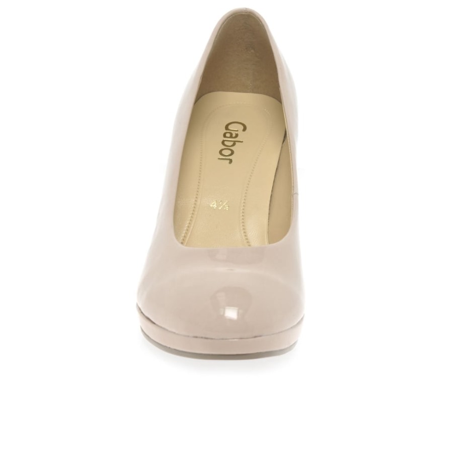 Gabor Sand Patent Splendid Womens High Heel Court Shoes