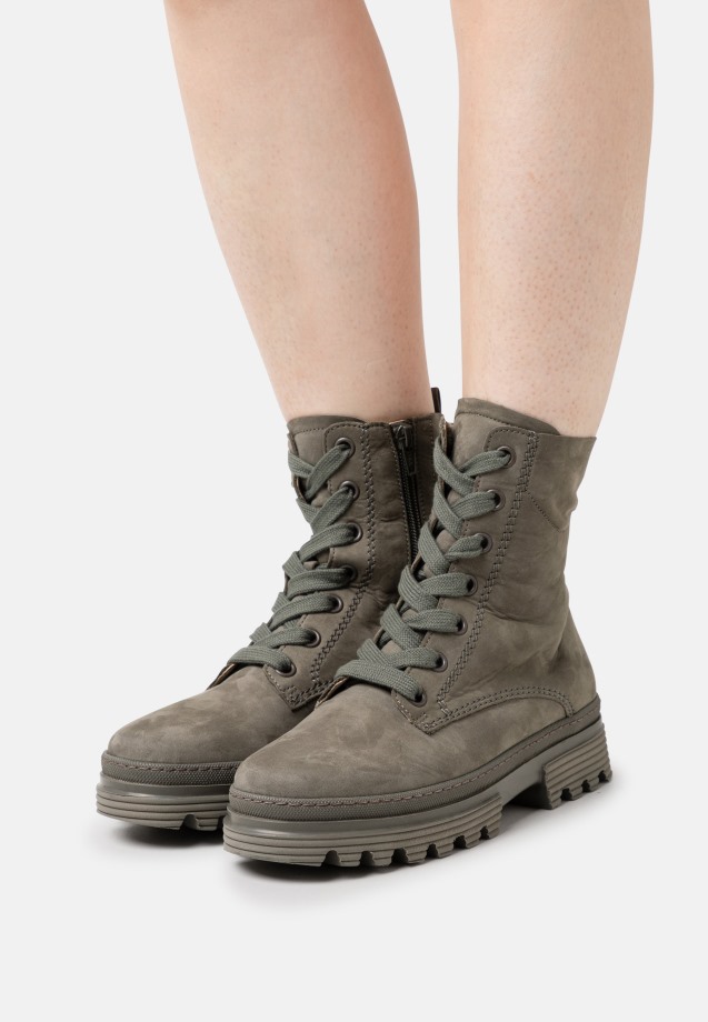Green Army Lace-Up Ankle Boots Gabor