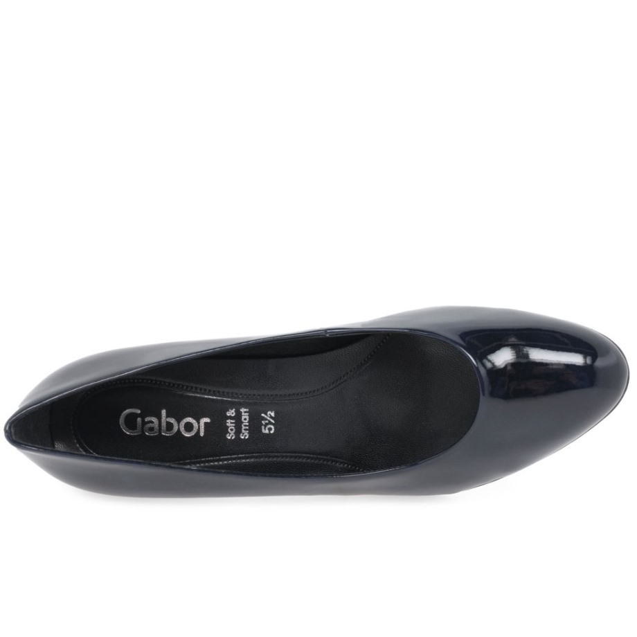 Marine Patent Gabor Splendid Womens High Heel Court Shoes
