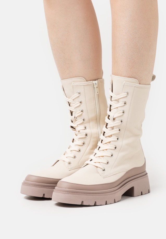 Panna/Dark Nude Gabor Lace-Up Ankle Boots