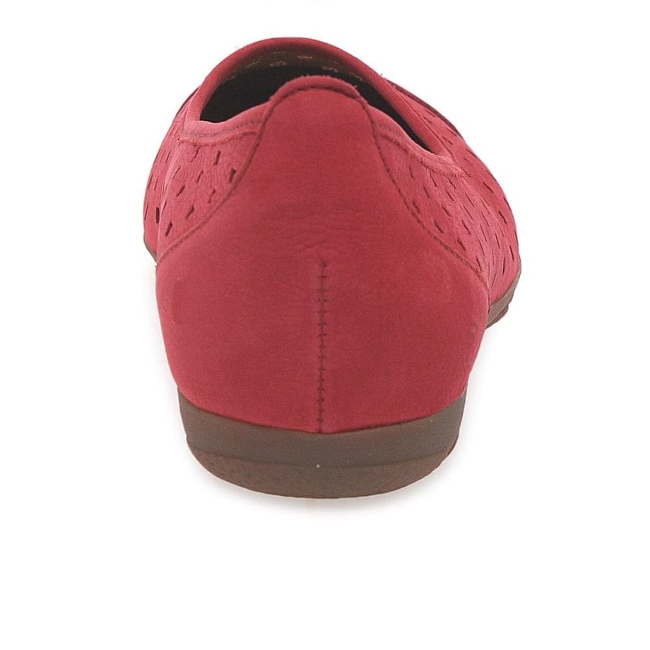 Red Nubuck Ruffle Womens Punched Detail Casual Shoes Gabor