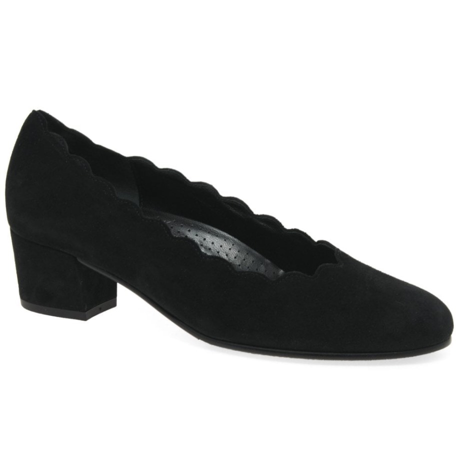 Black Suede Gabor Gigi Womens Court Shoes