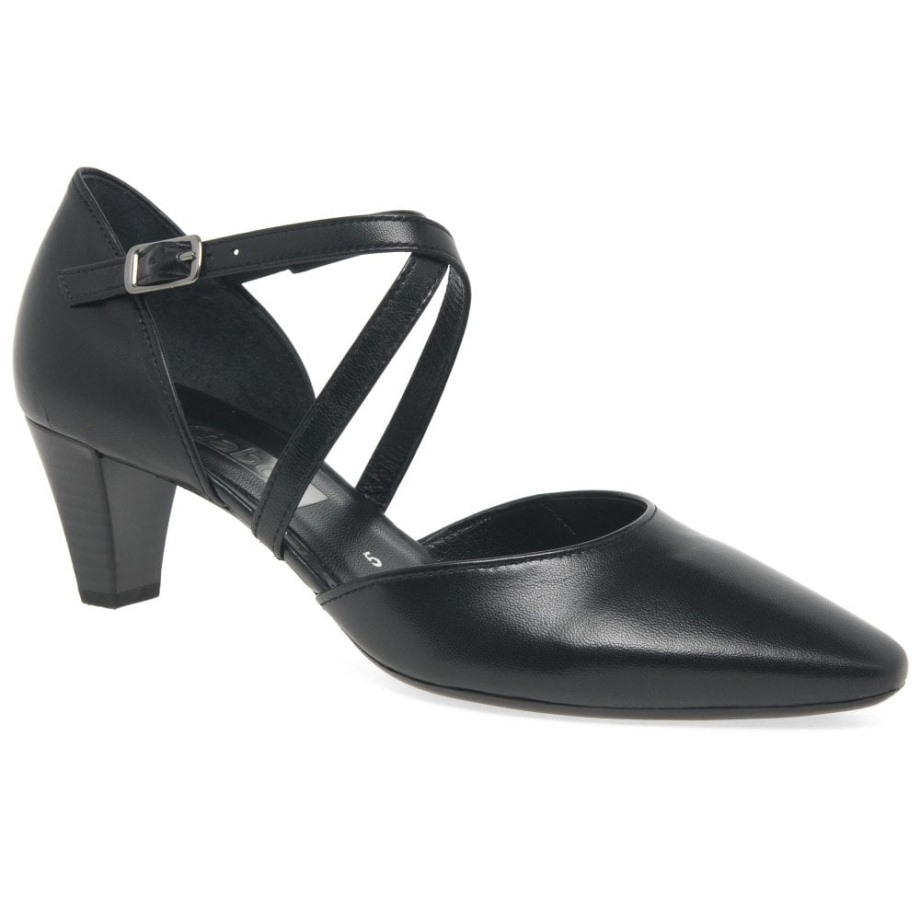 Callow Womens Modern Cross Strap Court Shoes Black Gabor