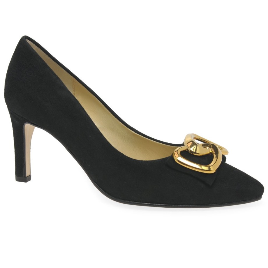 Daniel Ladies Court Shoes Black Suede Gabor