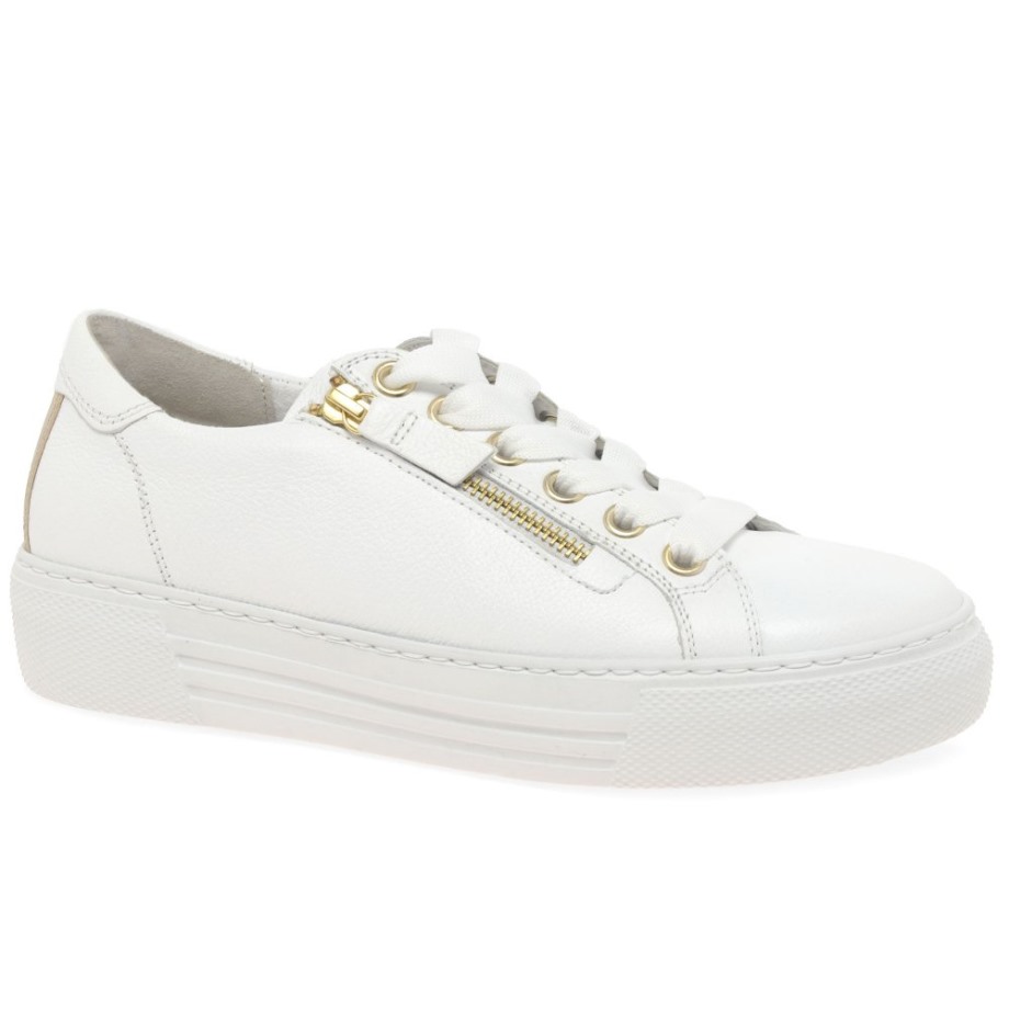 White/Platino Gabor Campus Womens Trainers